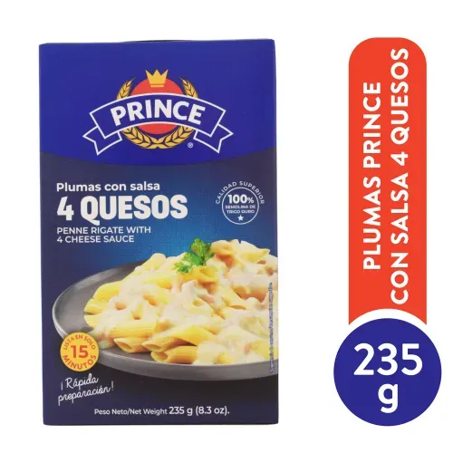 Pasta Prince Plumas Salsa 4 Quesos 235g