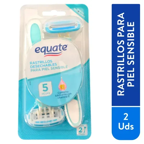 Rasuradoras Desechables Equate 5 Hojas Contorno Lubricante - 2Pzas