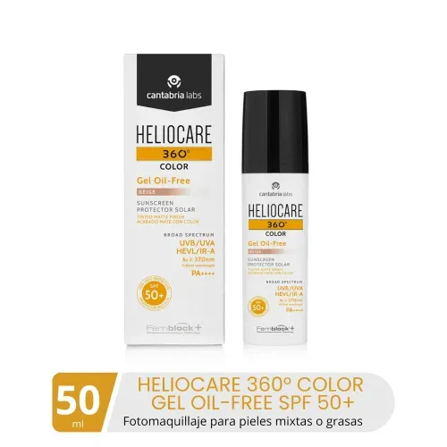 Fotoprotector solar Heliocare 360° en gel y libre de aceite SPF50 Beige - 50 ml