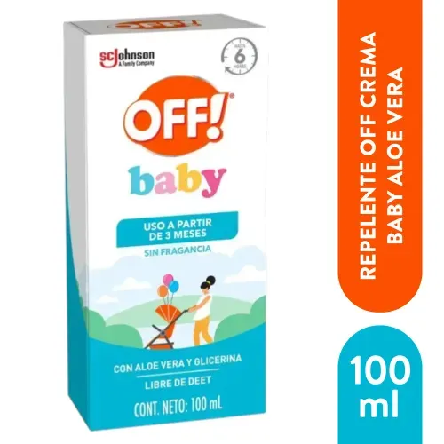 Repelente para bebés Off baby loción sin fragancia con aloe vera y glicerina - 100 ml