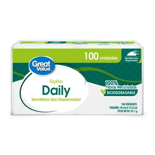 Servilletas Great Value Tipo Dispensador - 100 Unidades