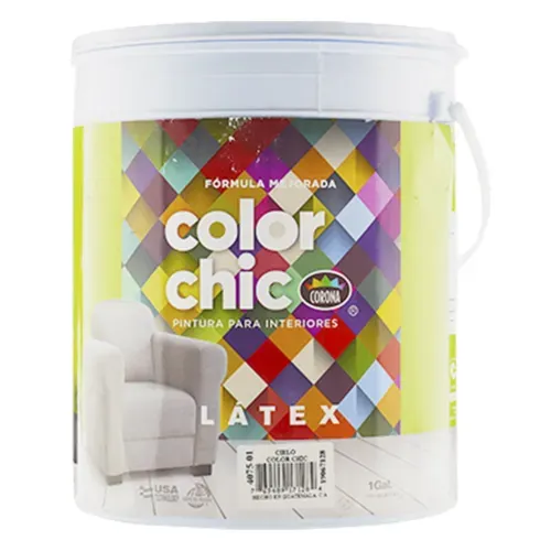 Pintura Latex Color Chic, Para Interiones Fórmula Mejorada Color Cielo - 1 Galón