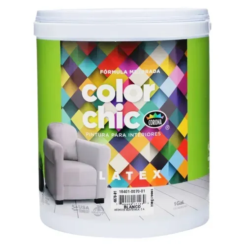 Pintura Látex Color Chic Color Azul. Fórmula Mejorada -1 Galón