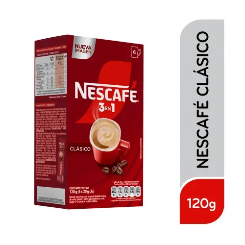 Café Nescafé Clásico 3 en 1 Caja 6 Sobres - 120 g