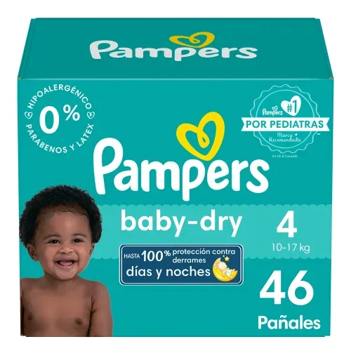 Pañales Pampers Baby-Dry Talla 4 Protección Contra Derrames - 46 Uds