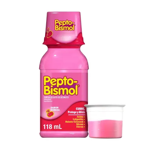 Suspensión Pepto-Bismol Sabor Cereza Alivio Malestar Estomacal - 118 ml