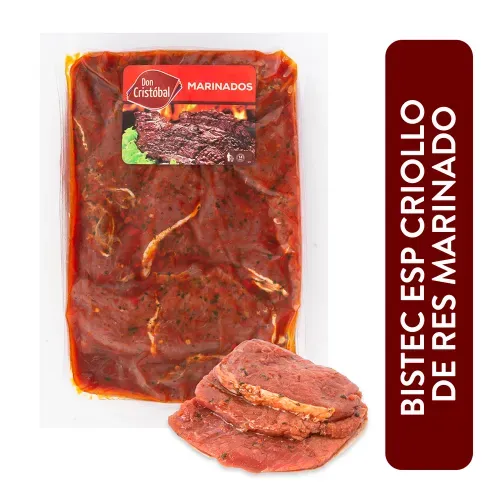Bistec De Res Especial Criollo Marinado Don Cristobal Tamaño Grande, Empacado, Precio indicado por Kilo