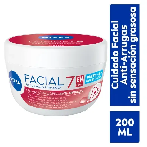 Crema Facial Nivea Hidratante Antiedad 7 En 1 Cuidado Anti-Arrugas - 200ml