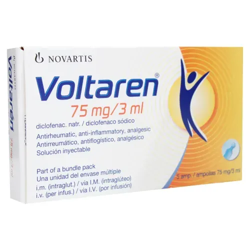 Solución inyectable Voltaren Novaris Pharma 75 mg/3 ml - 5 ampollas