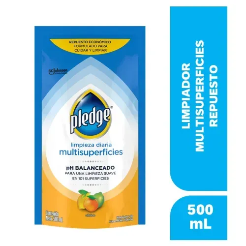 Pledge Limpiador Multisuperficies, Cítrico - Electrónicos, Acero Inoxidable, Maderas y más, Repuesto - 500 mL
