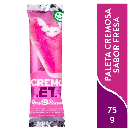 Helado Dos Pinos Paleta Cremoleta Sabor Fresa - 75g