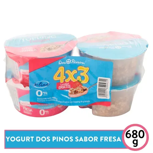 Yogu In Line Fresa Granol 680g 4x3 Pack