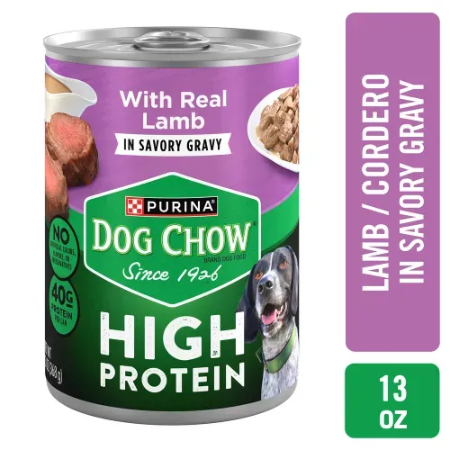 Comida húmeda para perro Purina Dog Chow alta proteína con cordero en salsa 368 g
