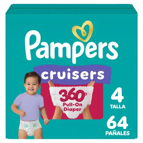 Pañales Pampers Cruisers 360 Talla 4 10-12 kg Fácil de Subir - 64 Uds