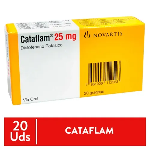 Cataflam Novartis 25 mg caja 20 tabletas - Precio indicado por tableta