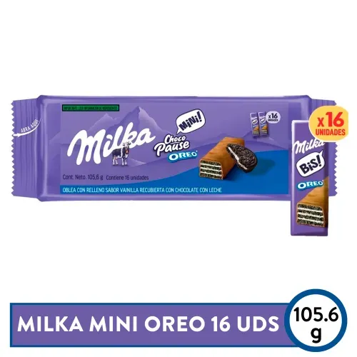 Oblea con relleno Milka sabor vainilla recubierta con chocolate con leche - 105.6 g