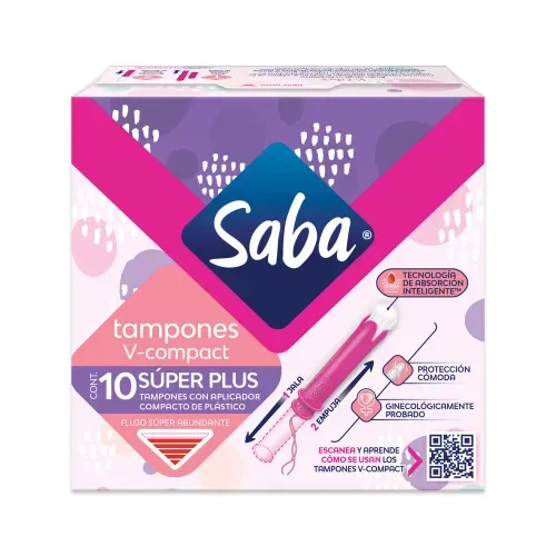 Tampones Saba Super Plus Flujo Abundante - 10 Piezas