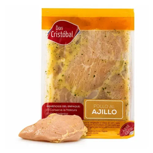 Filete De Pollo Marinado Al Ajillo Don Cristobal, Empacado, Precio indicado por Kilo