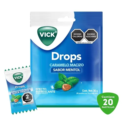 Pastillas Vick Drops Sabor Mentol - 20 Uds