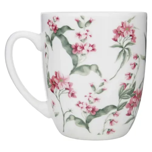 Ms Taza De Porcelana 12onz Floral Rosa