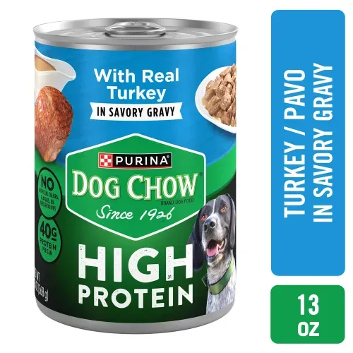 Comida húmeda para perro Purina Dog Chow alta proteína con pavo en salsa 368 g