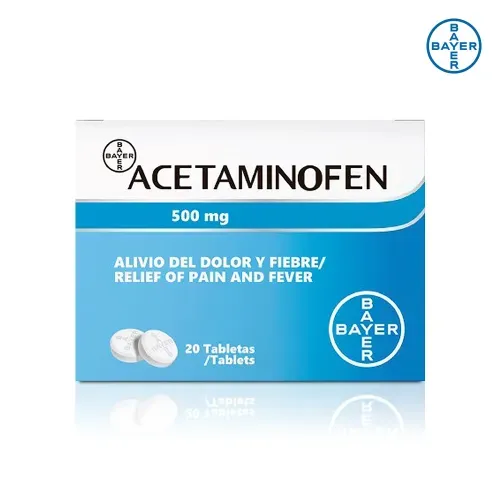 Acetaminofén Bayer 500 mg caja 20 tabletas - Precio indicado por caja