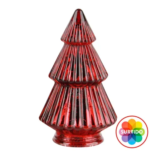 Adorno Holiday Time de vidrio para árbol con diseño de Navidad - 13 cm