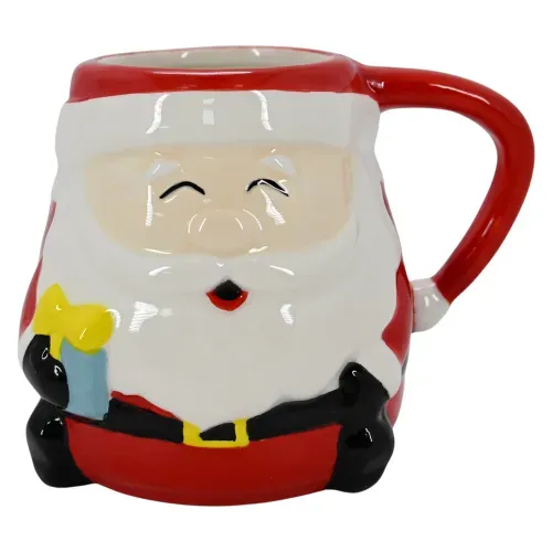Taza Holiday Time de cerámica con Santa Claus para Navidad