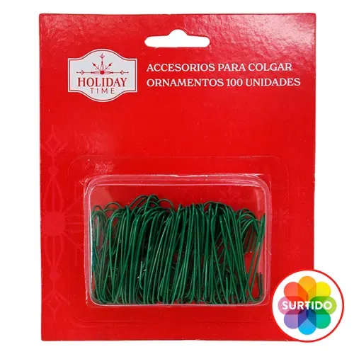 Accesorios Holiday Time para colgar ornamentos Navidad - 100 Uds