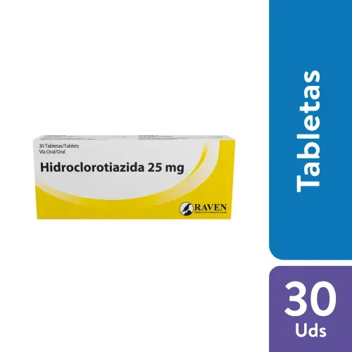 Hidroclorotiazida 25mg caja 30 comprimidos - Precio indicado por comprimido