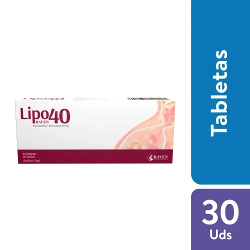 Liporaven 40 mg caja 30 comprimidos - Precio indicado por caja