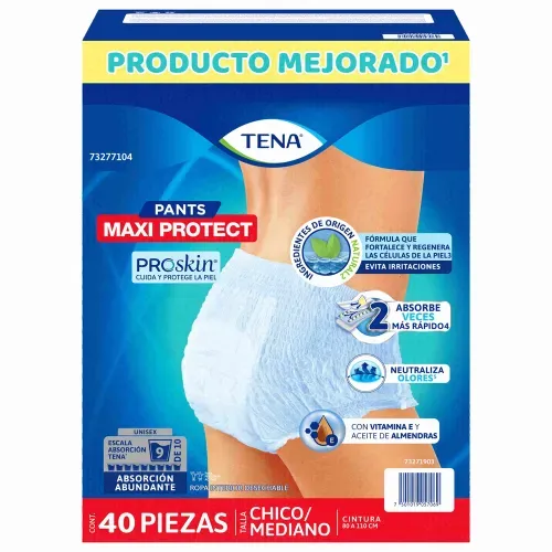 Ropa interior unisex tipo calzón Tena Pants Maxi Protect  Absorción Abundante para tu día a día Talla Chico Mediano - 40 piezas