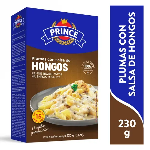 Pasta Prince plumas con salsa de hongos - 230 g