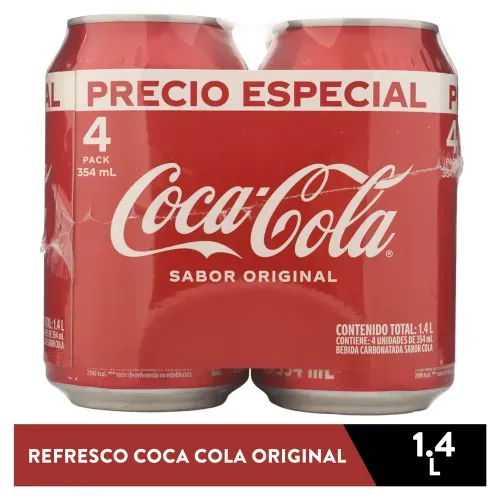 Refresco Gaseoso Coca- Cola Original Lata 4 pack - 354ml