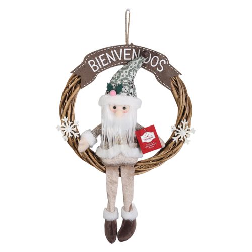 Corona Holiday Time decorativa con diseño de Navidad - 33 cm