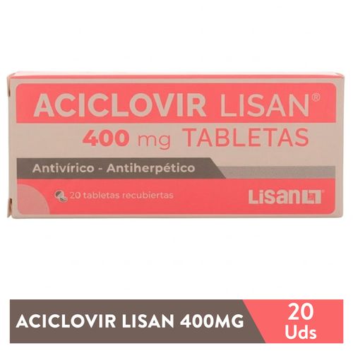 Tabletas Aciclovir Lisan 400 mg - 20 Uds