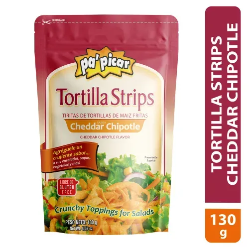 Tortilla pa'picar Strips Cheddar Chipotle - 130 g