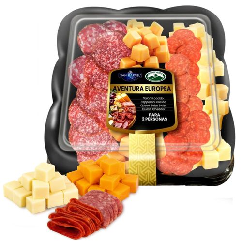 Platón San Rafael Aventura Europea Con Salami, Pepperoni, Jamón Ahumado Cerdo, Queso Bady Y Queso Cheddar - 460g