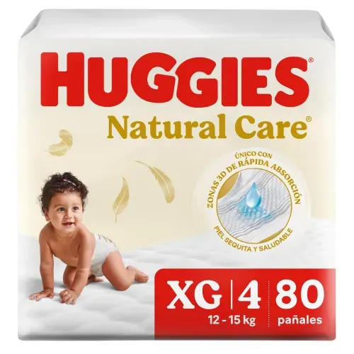 Pañales Huggies Natural Care Etapa 4/XG - 80 Unidades