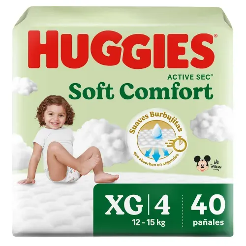Pañales Huggies Soft Comfort Etapa 4/XG - 40 Unidades