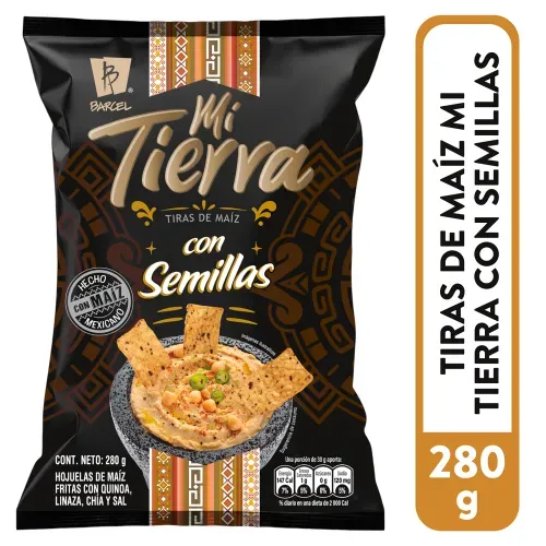 Tiras de maíz frito Barcel Mi Tierra con semillas - 280 g
