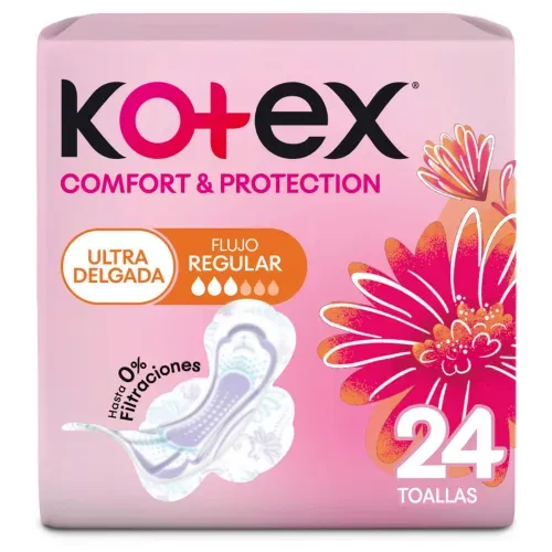 Toallas Femeninas Kotex Comfort y Protección Ultradelgadas-24 Unidades
