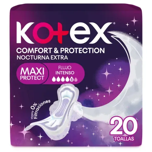 Toallas Femeninas Kotex Nocturna Maxi Comfort- 20 Unidades