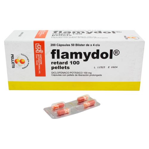 Cápsulas Flamydol Retard Unipharm diclofenaco potásico 100 mg - 200 Uds