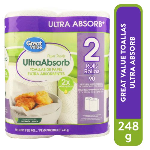 Toalla Cocina Great Value Premium 2 Rollos - 90 Hojas