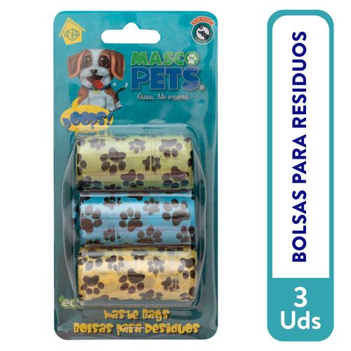 Bolsa Mascopets Desecho Mascotas 3 unidades