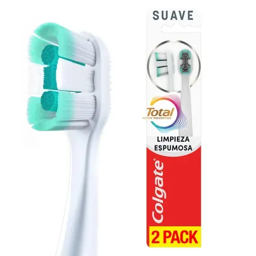 Cepillo dental Colgate total active prevention limpieza espumosa - 2 Pzas