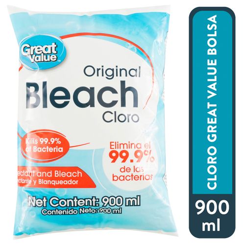Cloro Great Value original bolsa -900ml