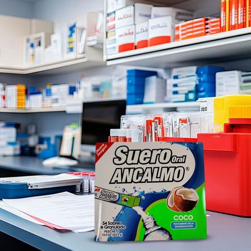 Suero oral Ancalmo sabor coco caja 54 sobres - Precio indicado por sobre
