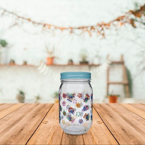 Frasco de vidrio con diseno navideño